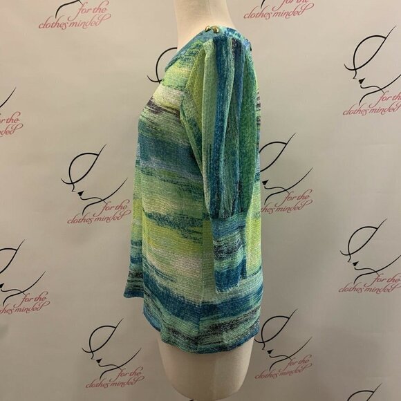 New Directions Petites. Size PL. Knit Semi Sheer. Textured. Boat Neck. Top. B28 - Picture 4 of 6